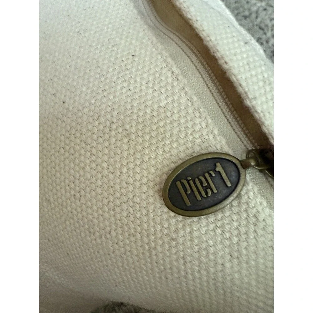 Pier 1 Beaded Pillow Rectangle Beige Gold Silver